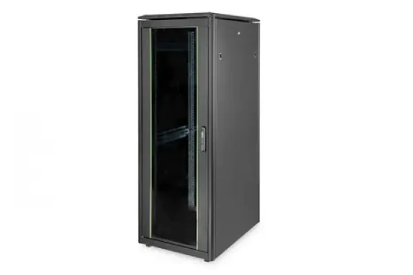 Digitus Unique 32U černá / Rozváděč / 19" / 1609x600x800 mm / Nosnost 800 kg / Skleněné dveře (DN-19 32U-6/8-B-1)