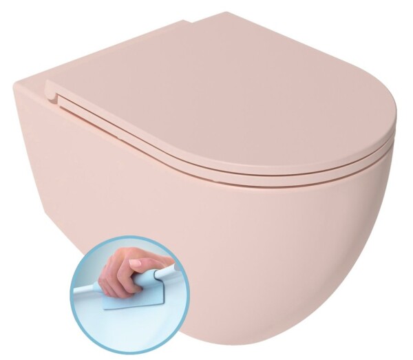 ISVEA - INFINITY závěsná WC mísa, Rimless, 36,5x53cm, růžová Salmon 10NF02005-2S