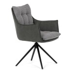 Židle jídelní, šedá látka, 360° vratný mechanismus, černý kov