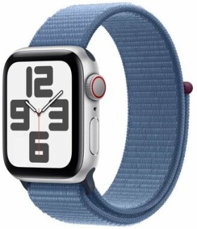 Apple Watch SE (2023) GPS+Cellular 40mm Stříbrné hliníkové tělo - Ledově modrý provlékací řemínek (MRGQ3)