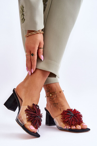 Módní transparentní pantofle na vysokém podpatku S.Barski KV-AP658-1 Černá 39