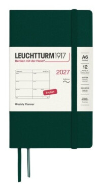 Týdenní plánovač Forest Green, Pocket A6 2027, Softcover, anglicky