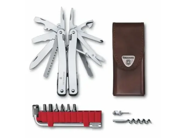 VICTORINOX Kleště SwissTool Spirit X Plus s ráčnou v koženém pouzdře (3.0235.L)