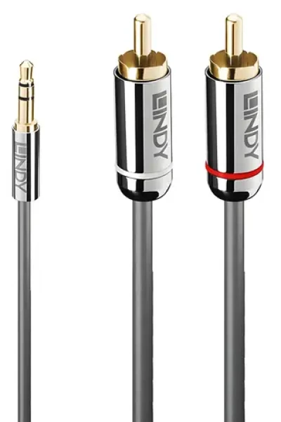 Lindy Cromo / Audio kabel / 3,5 mm jack - 2x RCA / 0,5 m / Antracit (35332)