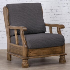 Super strečové potahy NIAGARA antracitová křeslo s dřevěnými rukojeťmi (š. 50 - 80 cm)
