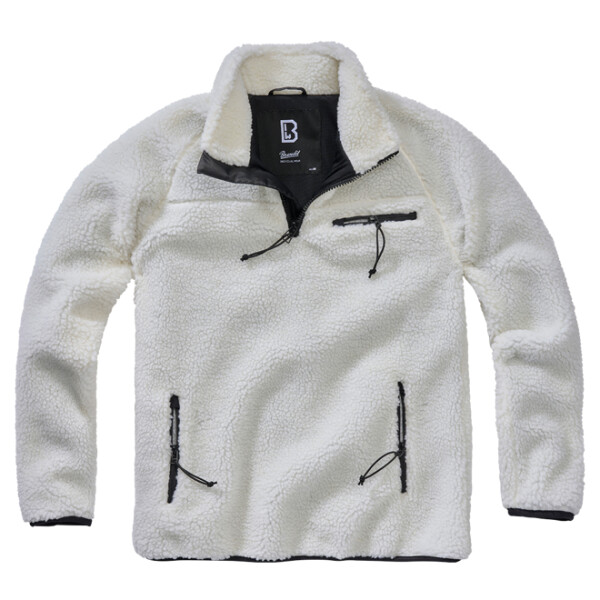 Brandit Svetr Teddyfleece Troyer bílý XXL