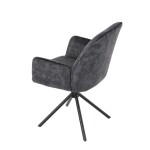 Židle jídelní a konferenční, černá látka v dekoru žíhaného sametu, kovové černé nohy