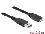 Delock Kabel USB 3.0 Typ-A samec USB 3.0 Typ Micro-B samec 0.5 m černá (85071-D)