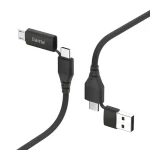 Hama USB kabel 4v1 černá / Nabíjecí kabel / USB-A + USB-C / USB-C + Micro-USB / 1,5 m