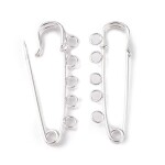 Kovová zavírací jehla s 5 očky pro výrobu brože – 50 x 17 mm - stříbrná - 1 ks