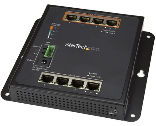 StarTech Switch 8 portů PoE+ / Switch / Unmanaged / 4x RJ45 / 4x PoE+ / 2 Gbit/s (IES81GPOEW)