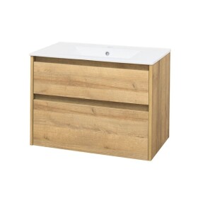 MEREO - Opto, koupelnová skříňka s keramickým umyvadlem 81 cm, dub Riviera CN921