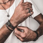 Luxusní pánský náhrdelník s černým onyxem Antonio, Černá 45 cm