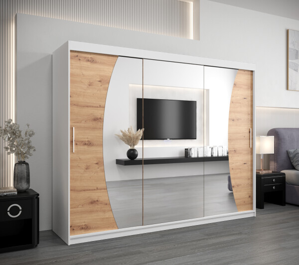 Šatní skříň Abi W0 Barva korpusu: Bílá, Rozměry: 250 cm, Dveře: Dub artisan