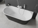 MEXEN/S - Oval vana volně stojící nástěnná 160 x 80, bílá/černá, sifon a přepad bílá 52671608075-20