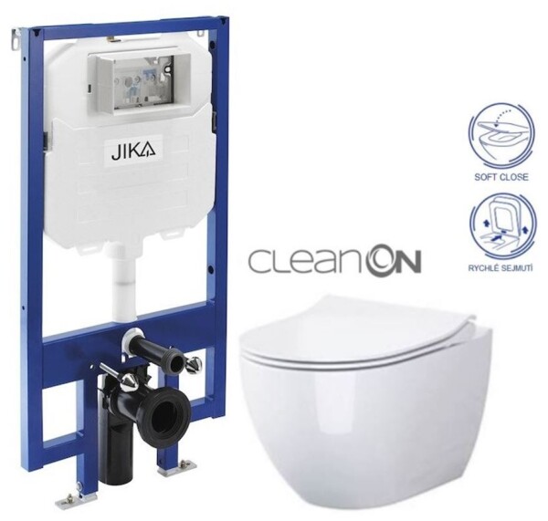 JIKA předstěnový instalační 8 cm systém bez tlačítka + WC CERSANIT ZEN CLEANON + SEDÁTKO H894652 X HA1
