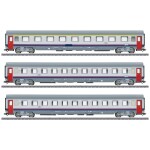 Roco 74030 3dílná sada průběžných vozů ICE 1 Redesign 2005 značky DB-AG Třída 1, třída Avmz 801.0, třída 2, třída Bvmz 8