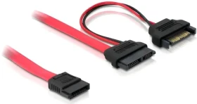 DeLock 84418 červená / SATA kabel / Slim SATA 13pin - SATA 7pin + 15pin / 0,5 m (84418)