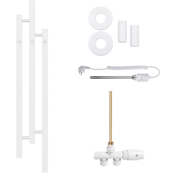 CERANO Koupelnový radiátorový set Fabiano - kombinované vytápění, termo tyč - boční jednobodové připojení - 300W - bílá lesklá - 1200x220 mm