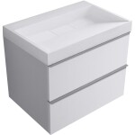 CERANO - Koupelnová skříňka Velora - bílá matná, úchytka chrom + umyvadlo z lit. mramoru Vita - bílá matná - 70x63x46,5 CER-8050BD83997