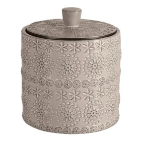 Spirella RELIEF / Dóza na odličovací tampony / béžová / porcelán / 9,3 × 11 cm