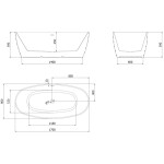 MEXEN/S - Olea volně stojící vana vzor 170 x 80, bílá/černá, sifon a přepad bílá 52821708075-20