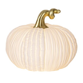 STAR TRADING Svítící LED dekorace Pumpkin 15 cm, bílá barva, porcelán