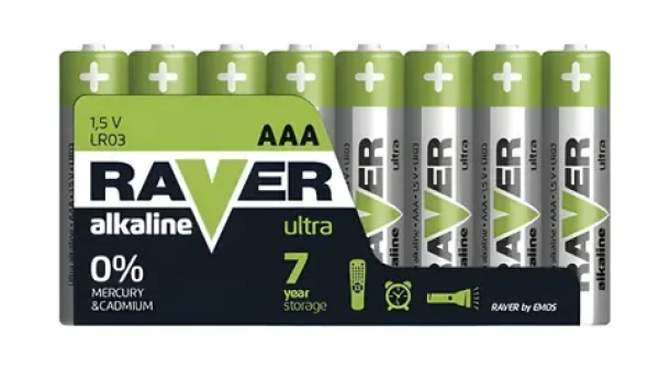 Raver B79118 / Alkalická baterie AAA (LR03) / 8 ks (440410065091)