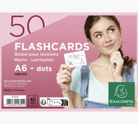 Flashcards - karty na učení, A6, tečky, 50 karet - růžové