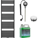 CERANO Koupelnový elektrický radiátorový set Vincenzo - WIFI - 600W - černá matná - 1700x600 mm