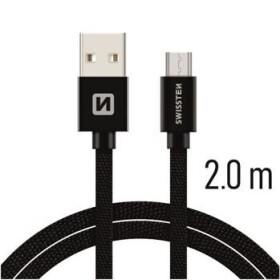 Swissten 71522301 USB 2.0, zástrčka A - zástrčka micro B, opletený, 2m, černý