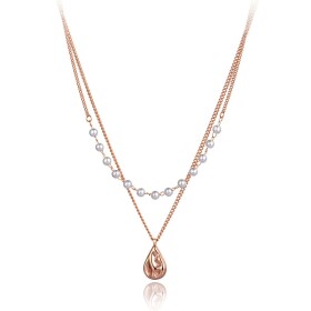 Ocelový náhrdelník Réa - chirurgická ocel, perla, Zlatá 36 cm + 5 cm (prodloužení)