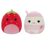 Squishmallows 2v1 - jahoda Scarlet a jahodové mléko Amelie 13 cm