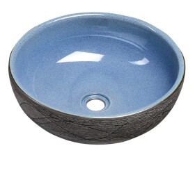 SAPHO - PRIORI keramické umyvadlo na desku, Ø 41 cm, modrá/šedá PI020