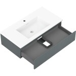MEXEN/S - Rivel koupelnová skříňka 90 cm s umyvadlem Otis, 1 šuplík, reliéf , grafit mat/bílá mat 91A20-09023-1-BF66-W18M01