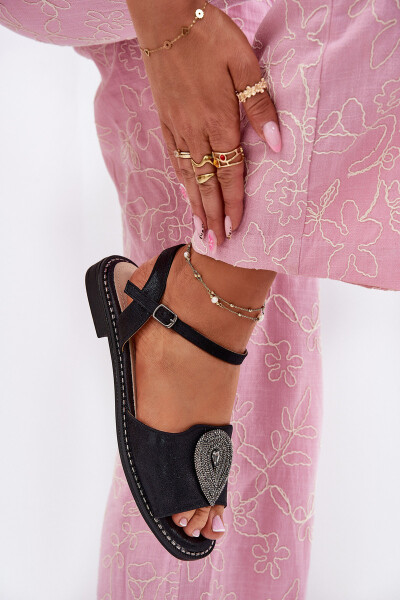 Dámské Sandály Na Plochém Podpatku S Ozdobou S.Barski KV51-098 Černé 38