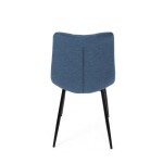Židle jídelní, modrá látka, černé kovové nohy