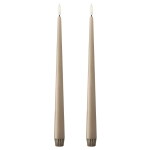 Ester & erik LED svíčka Taper 30 cm / 18 Nougat Note – set 2 ks, béžová barva, plast, vosk