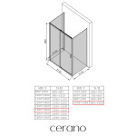 CERANO - Třístěnný sprchový kout Varone LINE U L/P - 6 mm - chrom, transparentní sklo - 140x100x195 - posuvný CER-DY505-90-210