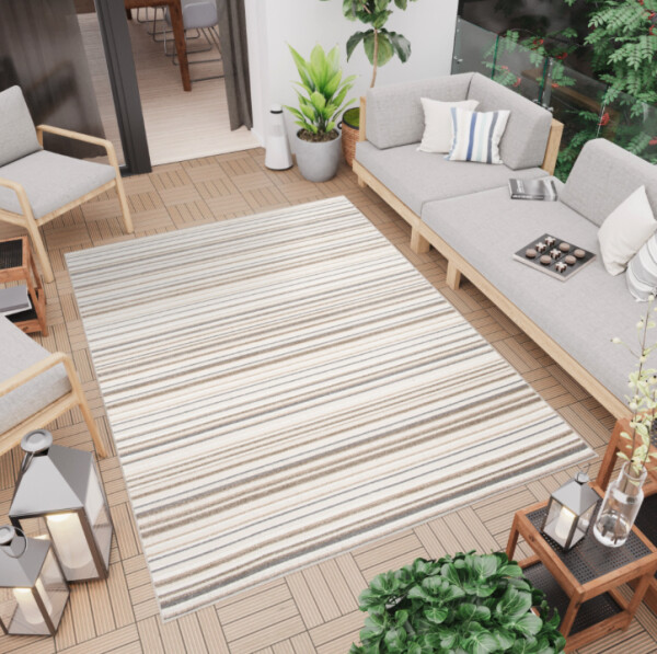 DumDekorace Koberec na terasu nebo balkon AVENTURA ED23C v krémových barvách Šířka: 140 cm | Délka: 200 cm