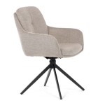 Židle jídelní, 180° otočný mechanismus, šedá voděodolná látka, černý kov