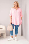 Bavlněná mušelínová košile Plus Size 65622 baby růžová - Kesi UNI