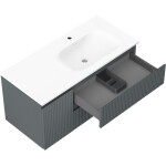 MEXEN/S - Rivel koupelnová skříňka 100 cm s umyvadlem Vela pravá, 2S, 1D, reliéf, grafit/bílá mat 91A23-10047-3-BBFFF66-W23P01