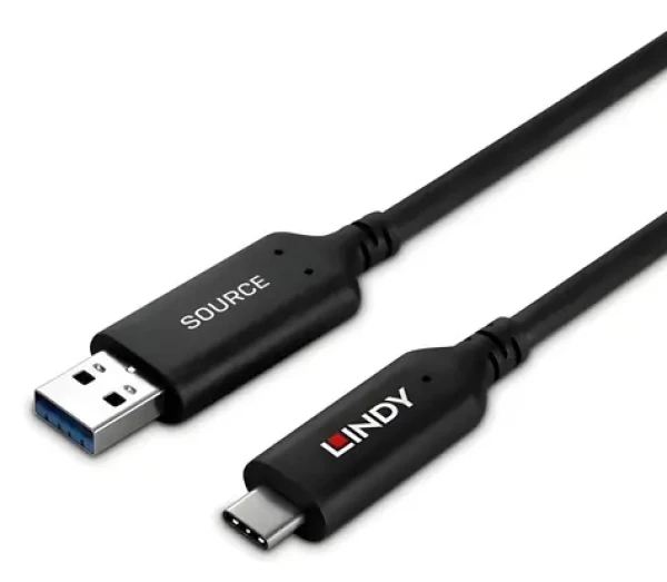 Lindy USB-A - USB-C 25 m černá / Kabel / USB 3.2 Gen 1 / 5 Gbit/s (43396)