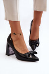 Lodičky na podpatku s mašlí černé Ariemessa 37