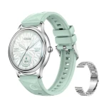 Colmi L28 stříbrno-zelené, stříbrný ocelový řemínek / Chytré hodinky / AMOLED / Bluetooth hovory / IP68 (L28 Silver-green)
