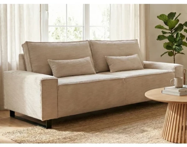 Trojmístná pohovka Cassino, krémová strukturovaná látka