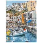 Antistresové omalovánky TSvetnoy TSvetnoy, LG061e, Diamond painting - diamantové malování, 40 x 50 cm, Přístav ve městě