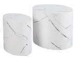 Sada oválných stolků Alvo, imitace bílý mramor, 2 ks