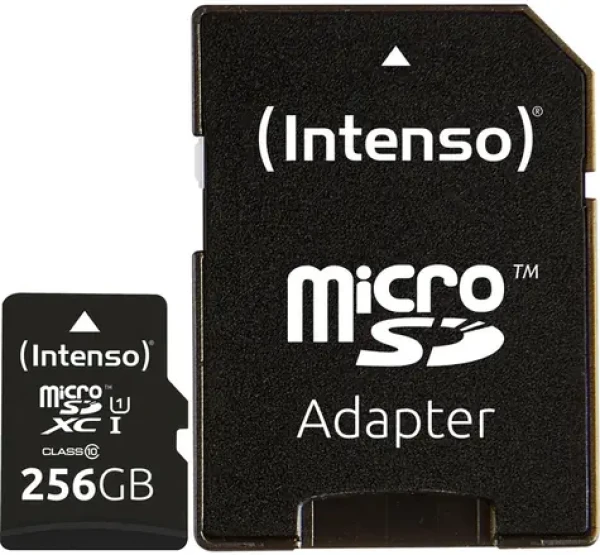 INTENSO 256 GB / Paměťová karta / microSDXC / UHS-I U1 Class 10 / SD adaptér / čtení 45 MB/s, zápis 10 MB/s (1292706)